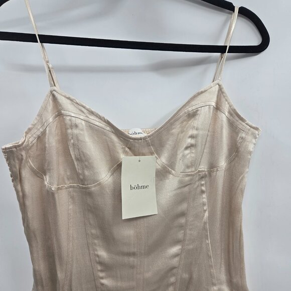 Bohme Cerelia Champagne Creme Ruching Bodysuit Size Large - Picture 2 of 9